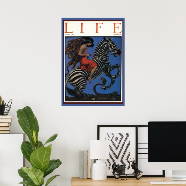 Poster Vintage Zebra Art Nouveau Femme (Bureau à domicile)
