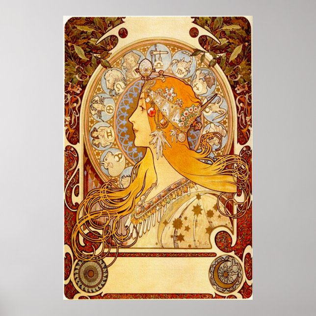 Poster vintage Zodiac Girl Imprimer (Devant)