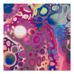 Poster Violet, Bleu, Rose Digital Pour Peinture Art Liqui