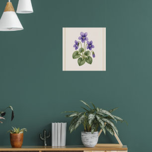 Poster Violet Botanique, Fleur de Naissance de Février