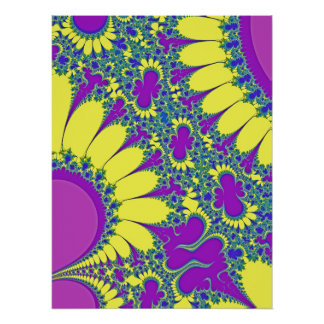 Poster Violet et Jaune Vibrant Abstrait Fractal