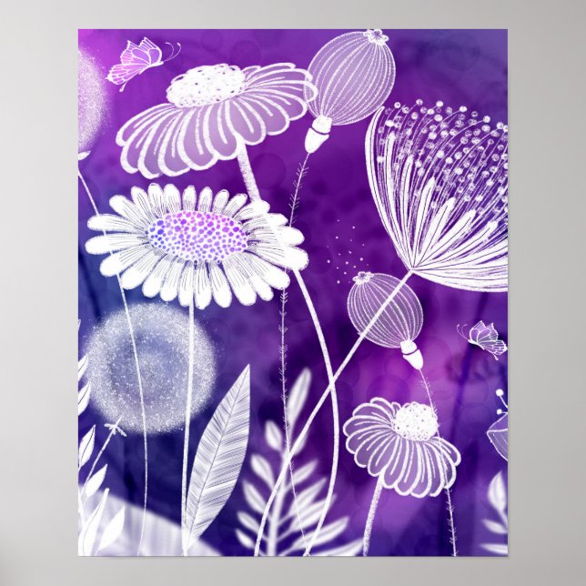 Poster Violet et violet Fleur sauvage Art (Devant)
