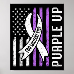 Poster Violet pour les enfants militaires Drapeau USA Mil