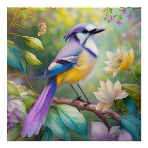 Poster Violet Tufted Jay Imaginaire Bird