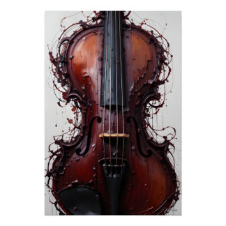 Poster Violon Abstrait noir de Bourgogne