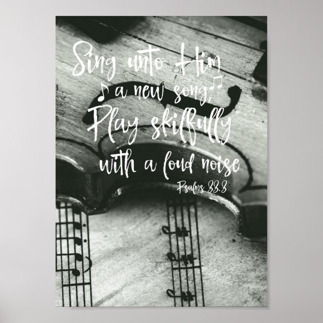 Poster Violon avec Psaumes Bible Verse (Devant)
