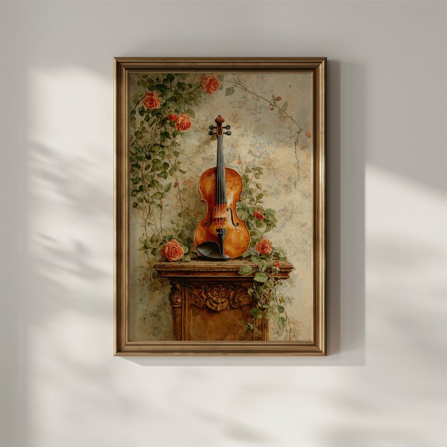 Poster Violon Vintage avec Roses (Créateur téléchargé)