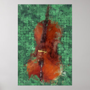 Poster Violoncelle sur le vert