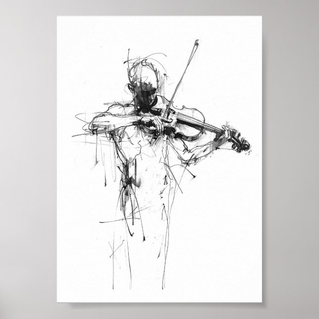 Poster Violoniste Abstrait et élégant (Devant)