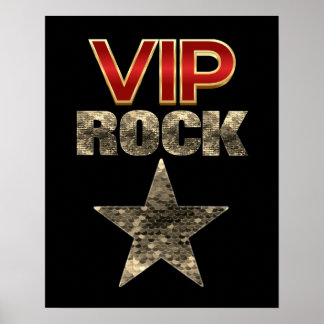 Poster VIP Rock Star Rouge Noir et Or