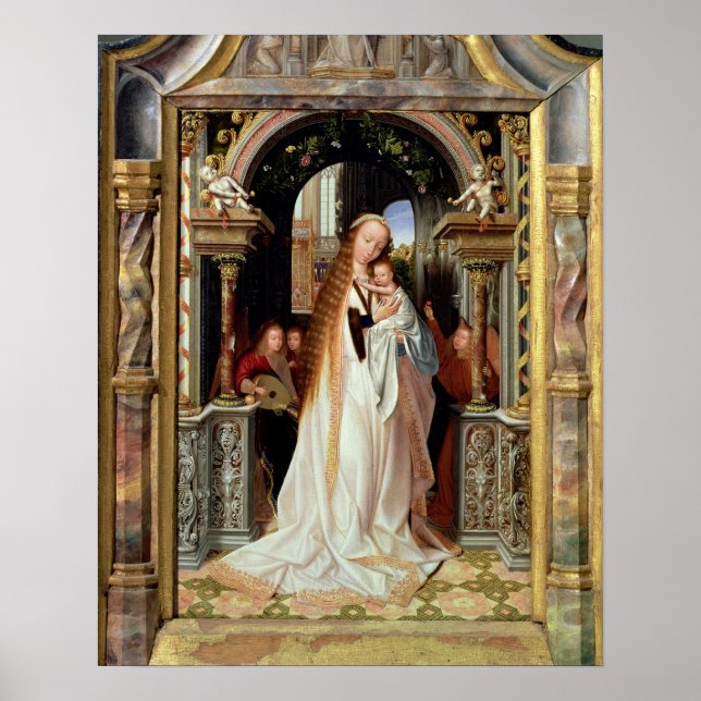Poster Virgin and Child with Three Angels, panel central (Devant)