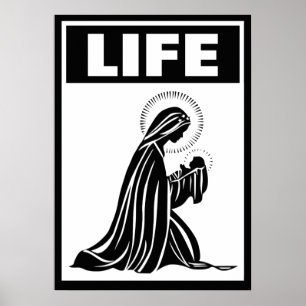 POSTER VIRGIN MARIE BÉBÉ JÉSUS NATIVITÉ CATHOLIQUE