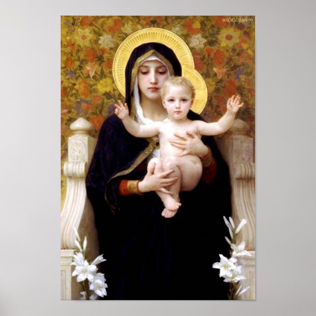 Poster Virgin of the Lilies - William-Adolphe Bouguereau (Devant)