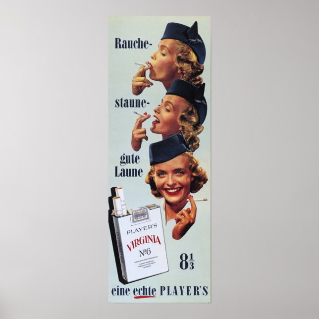 Poster VIRGINIE N° 6 DU JOUEUR Cigarettes Américaines Tab (Devant)