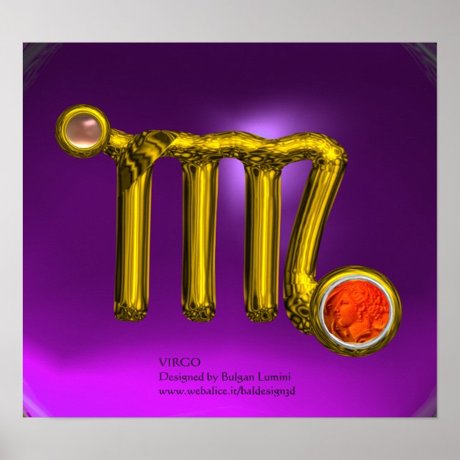 Poster VIRGO/ GOLD ZODIAC SIGNE JEWEL Violet Anniversaire (Devant)