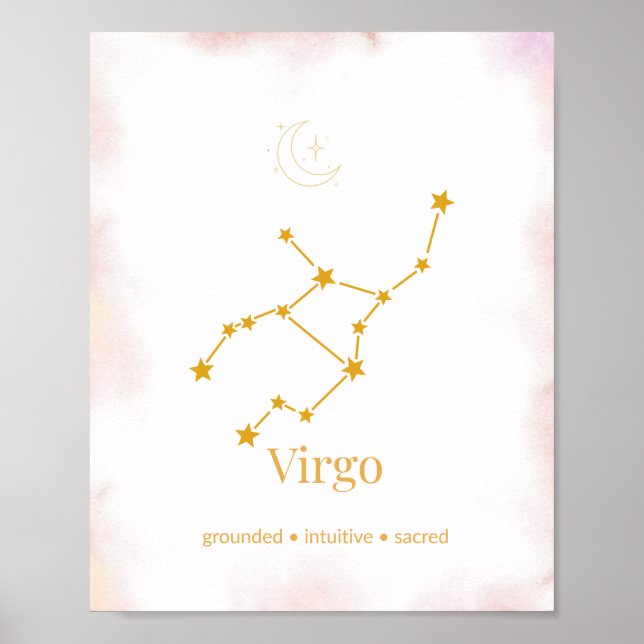Poster Virgo Gold Zodiac Wall Art – Celestial Constellati (Devant)