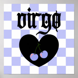 Poster Virgo Gothique esthétique À damiers cerisier Art