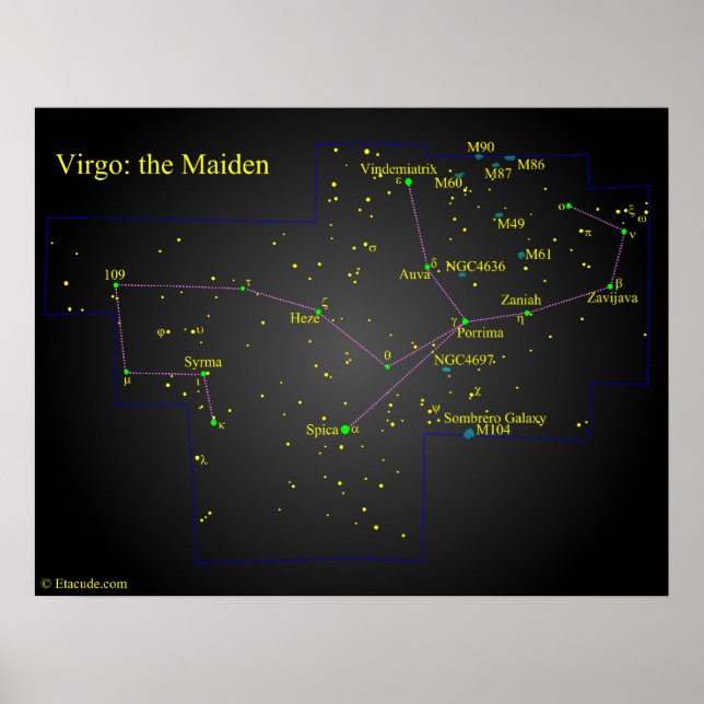 Poster Virgo la constellation de Maiden (Devant)