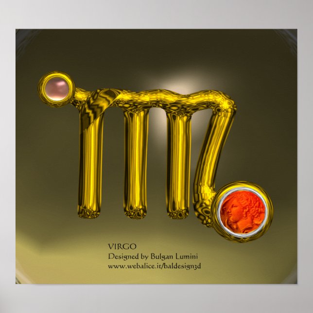 POSTER VIRGO/ORANGE, GRAS AGATE OR ZODIAC SIGNE JEWEL (Devant)