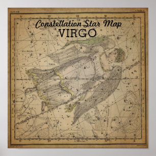 Poster Virgo Virgo Constellation Star Map Bootes Sept
