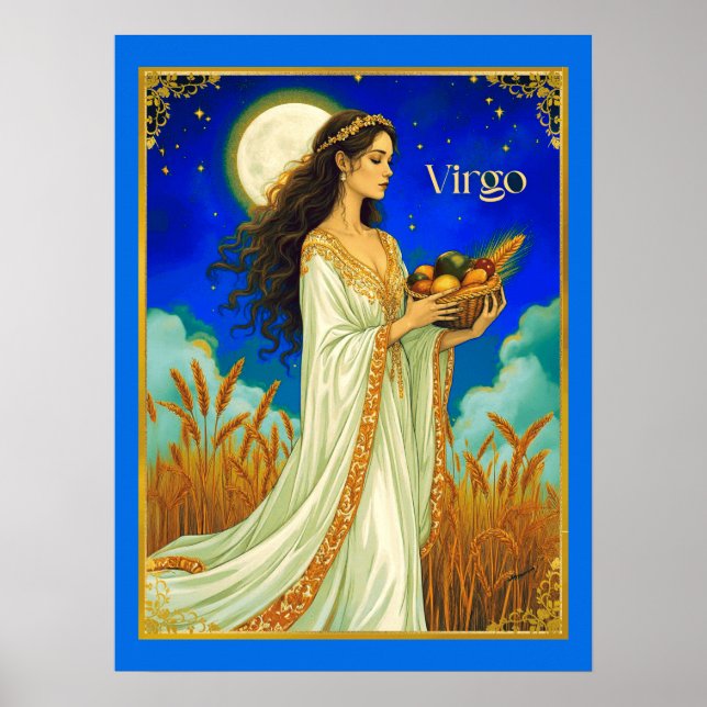 Poster Virgo Zodiac Beauty Under a Night Sky (Devant)