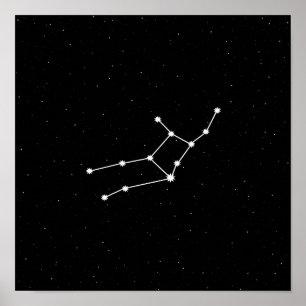 Poster Virgo Zodiac Constellation moderne noir et blanc