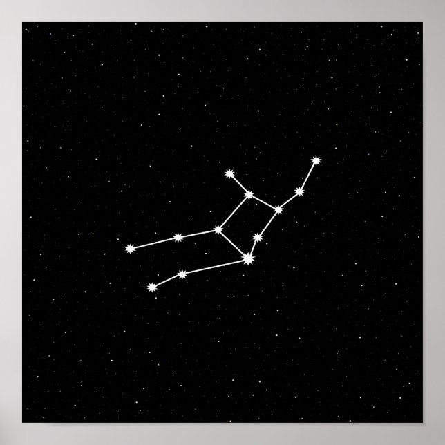 Poster Virgo Zodiac Constellation moderne noir et blanc (Devant)