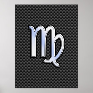 Poster Virgo Zodiac Sign on Charcoal Carbon Fiber Style
