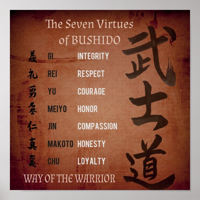 POSTER VIRTUES DE BUSHIDO (Devant)