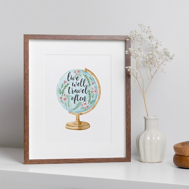 Poster Vis Bien, Voyage Souvent (Créateur téléchargé)