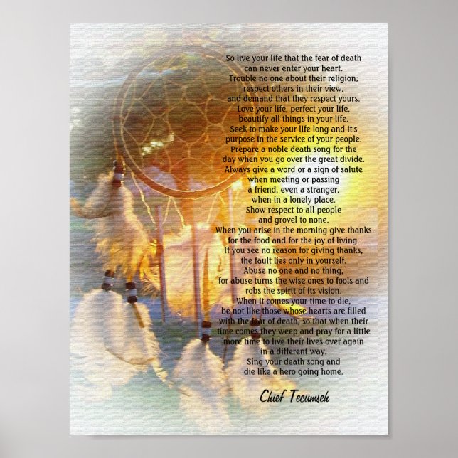 Poster "Vis ta vie" coucher de soleil de Tecumseh Dreamca (Devant)