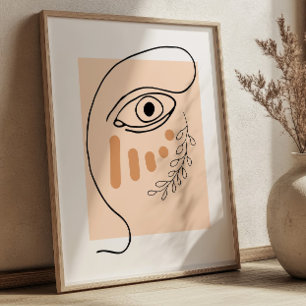 Poster Visage Abstrait Art Linéaire BOHO Chic Cubique