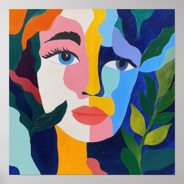 Poster Visage Abstrait Coloré (Devant)