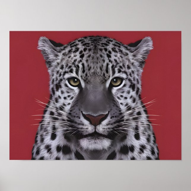 Poster Visage animal léopard dans le style cinématique. (Devant)