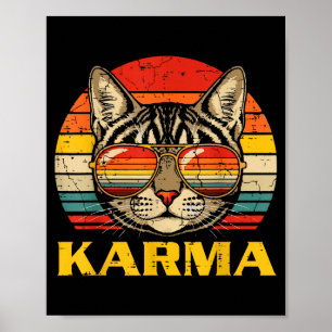 Poster Visage de Chat Lunettes Karma Drôle Chat Chats Hom