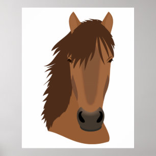 Poster Visage de Cheval de Châtaignier illustré