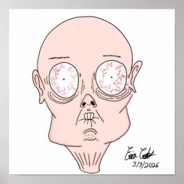 Poster Visage de dessin animé effrayant et drôle