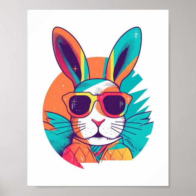 Poster Visage De Lapin Avec Lunettes De Soleil Pour Garço (Devant)