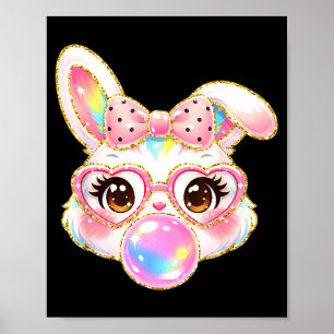 Poster Visage de lapin mignon pour femmes filles enfants 