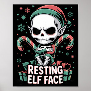 Poster Visage d'elfe au repos Noël drôle mignon créatures