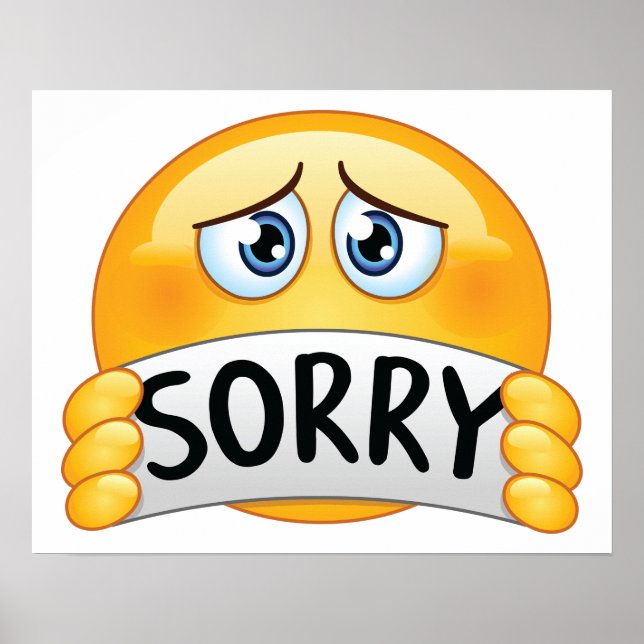 Poster Visage d'Emoji Triste et Désolé Tenant un Panneau  (Devant)