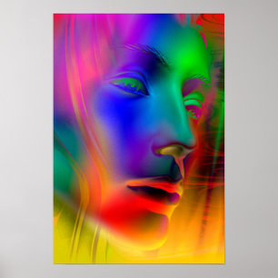 Poster Visage d'une femme psychédélique
