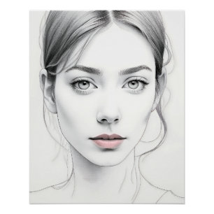 Poster Visage féminin minimaliste