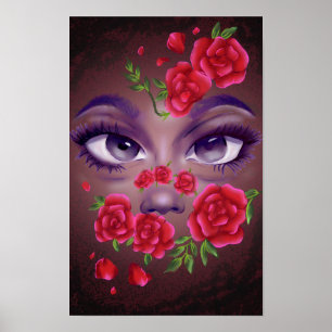 Poster Visage floral 