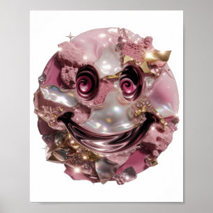 Poster Visage heureux argenté moderne Design Moderne