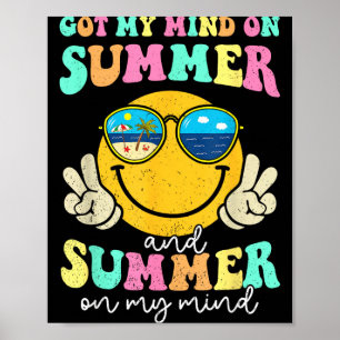 Poster Visage heureux groovy ambiance estivale occupe mon