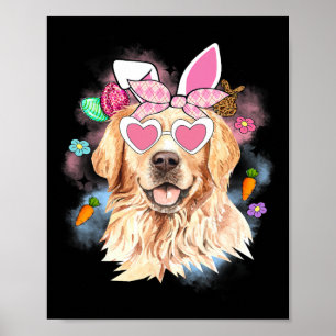 Poster Visage Mignon Golden Retriever Joyeuses Pâques Ani