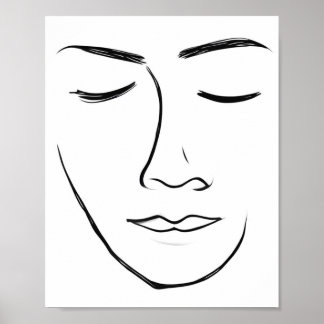 Poster Visage minimaliste d'art en ligne