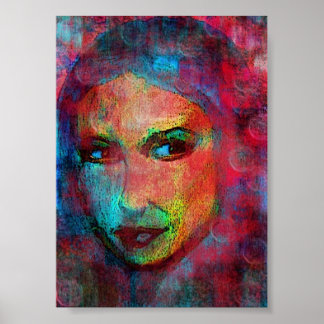 Poster visage multicolore