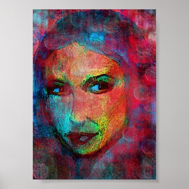 Poster visage multicolore (Devant)